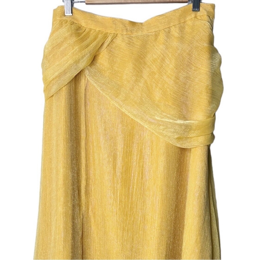 Anthropologie Hutch Elegant Organza Yellow Maxi Skirt w Slit M - Picture 3 of 6